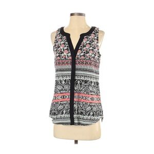 SANCTUARY Black pink floral split black sleeveless blouse S